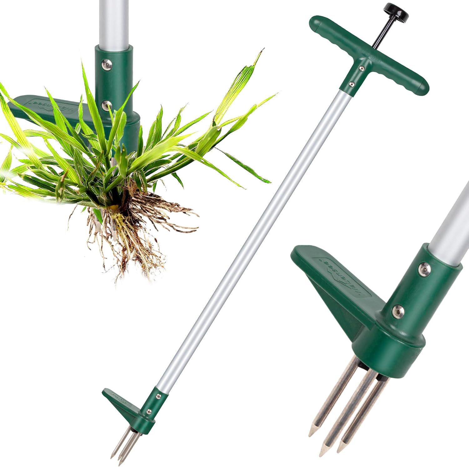 Bluebala Long Handle Weed Puller – Stand Up Weeding Tool with 3-Claw Grabber for Easy Root Removal