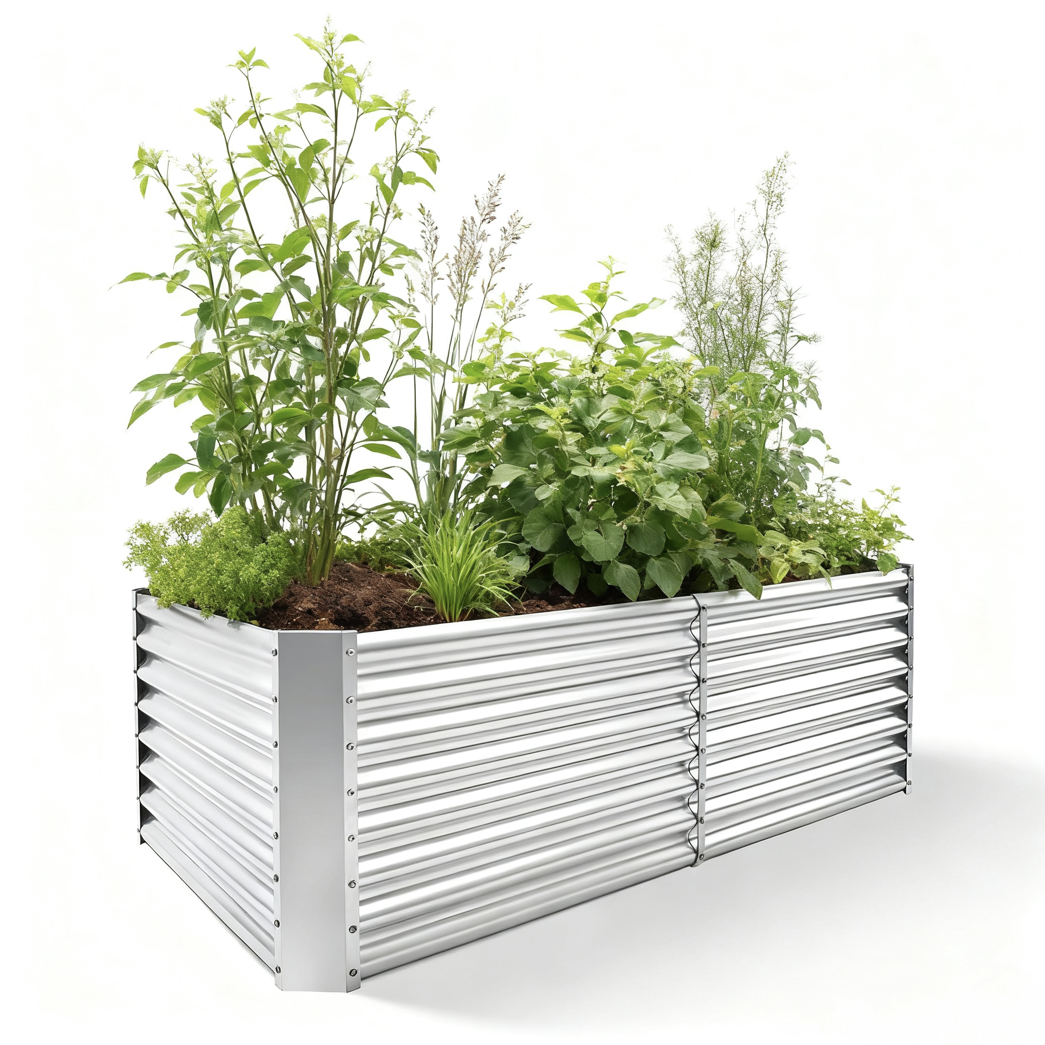 Bluebala Outdoor Raised Garden Bed Kit, Heavy-Duty 8x4x2ft Galvanized Metal Planter Box for Vegetables, Herbs & Flowers